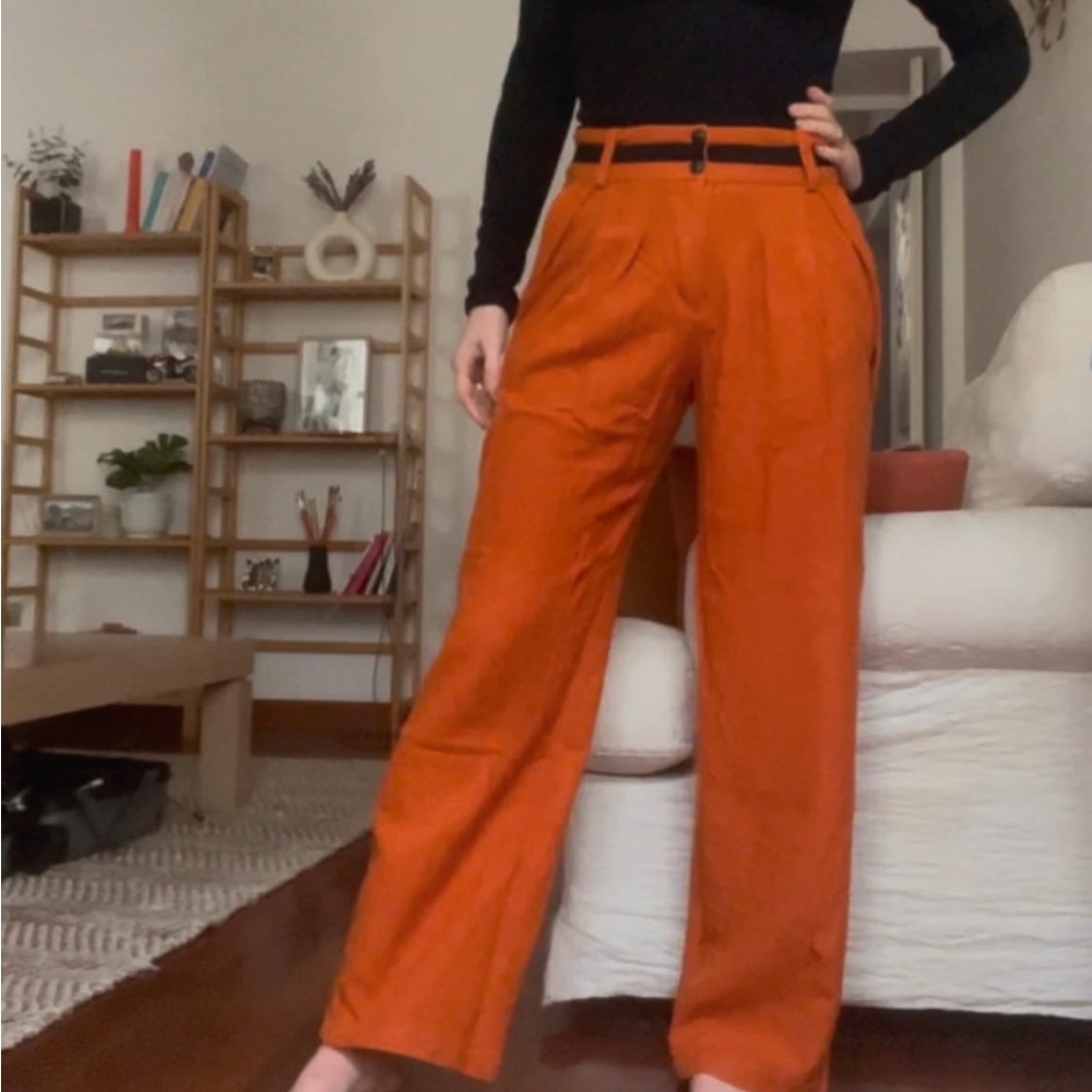 Farm Rio Orange High-Waisted Women's Pants